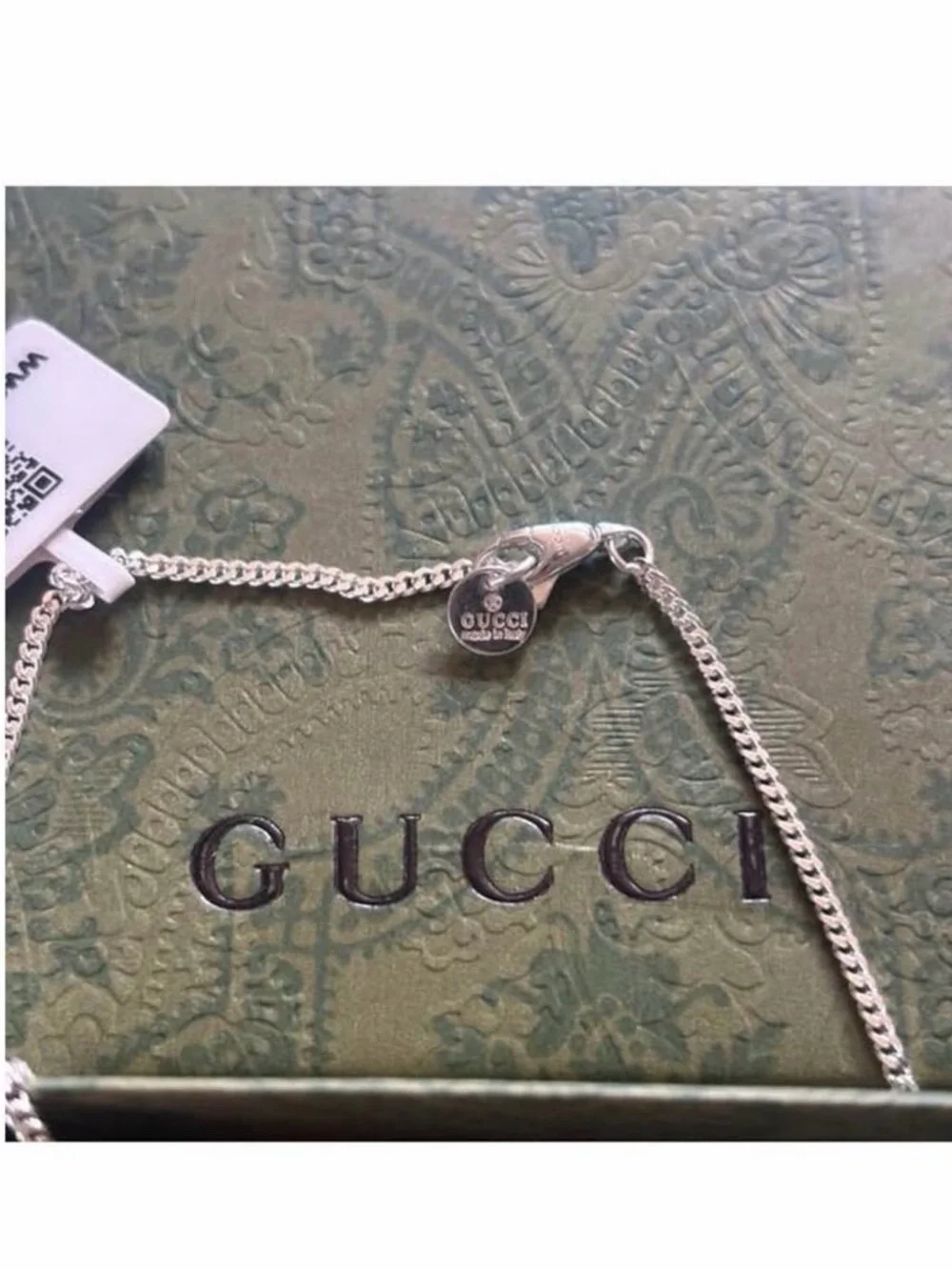 New Full Set Gucci Cross Unisex 925 Silver Blue Enamel Necklace 20